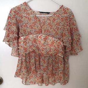 Zara floral blouse